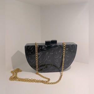 LULU Black Marble Resin Clutch or Cross Body Purse